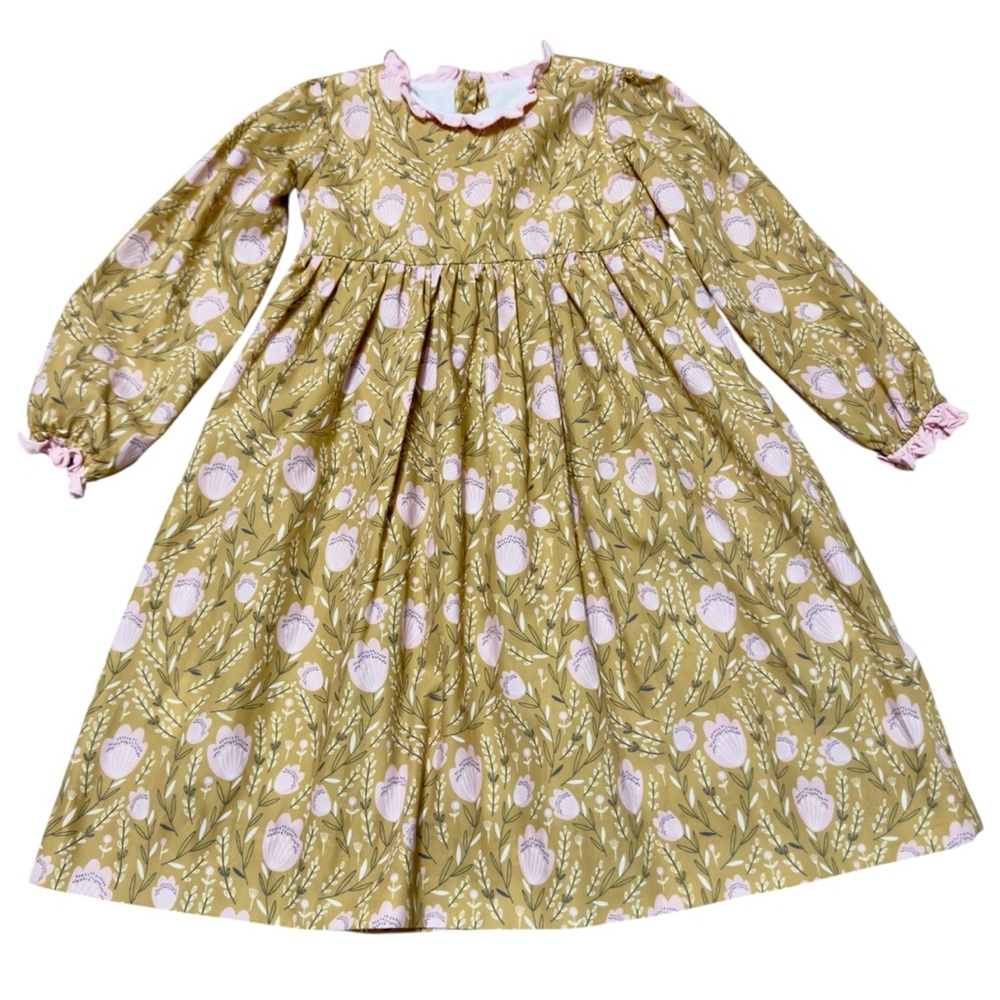 Sugar Dumplin Boutique Girls 7 Long Sleeve Dress Floral Print Easter